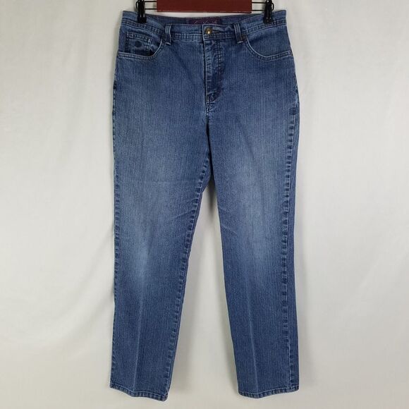 Gloria Vanderbilt Jeans Womens 10 Blue High Rise Straight Leg Medium Wash Denim - Picture 1 of 16